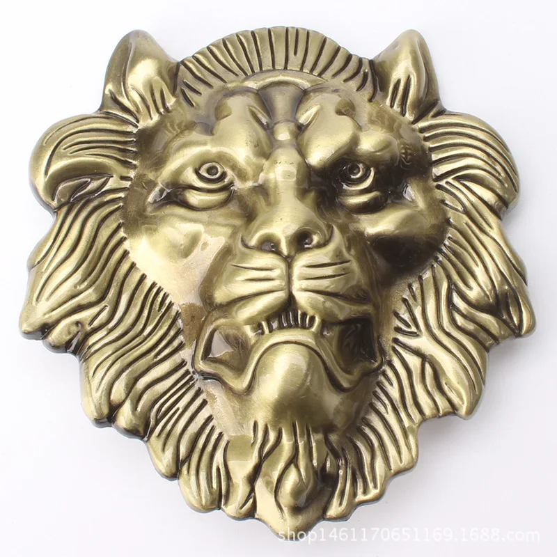 Hebilla de cinturón de cabeza de león, hebilla de animal para cinturón de 3,8 cm, componentes artesanales, pretina hecha a mano