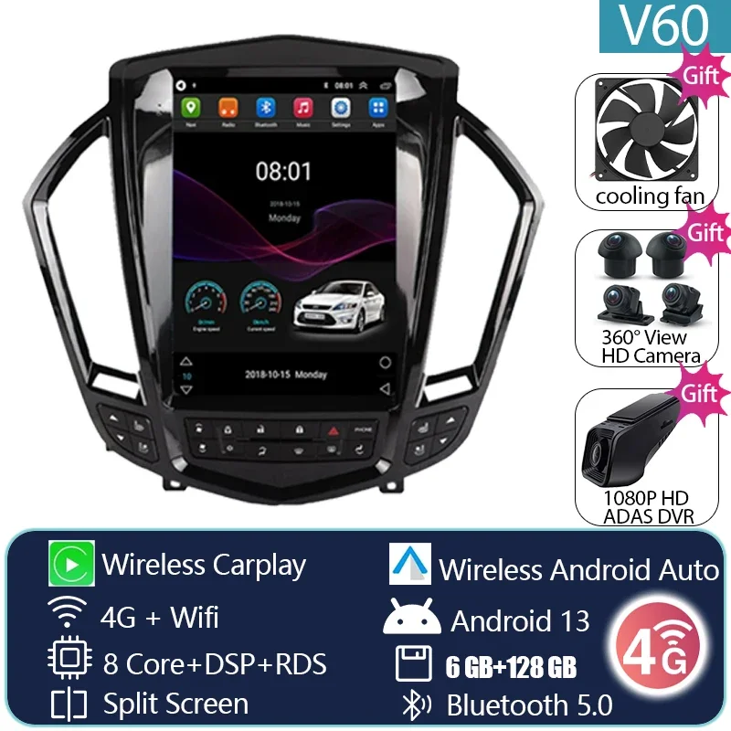 

9,7-дюймовый автоматический радиоприемник для Cadillac SRX 2009-2012 автомобильный радиоприемник мультимедийный беспроводной Carplay gps dvd 4G WIFI BT головное устройство без DVD