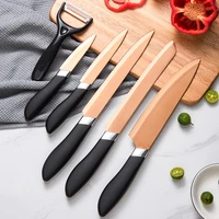 xituo new gold color stainless steel kitchen knives sets melon planerr sharp chef household meat and vegetable knife gift box
