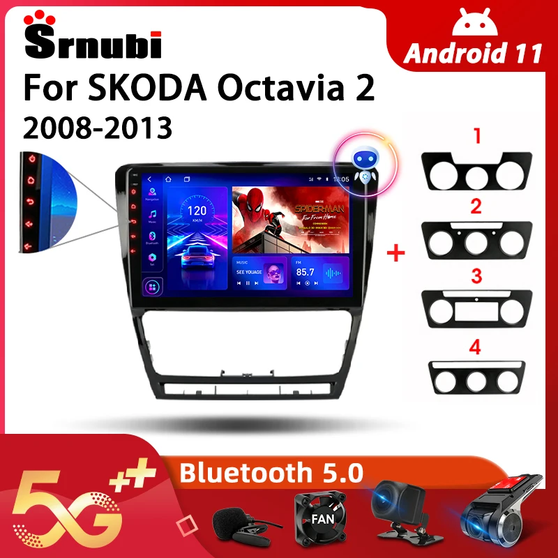 Автомагнитола Srnubi Android 10 для SKODA Octavia A5 2008-2013 мультимедийный видеоплеер 2Din 4G GPS