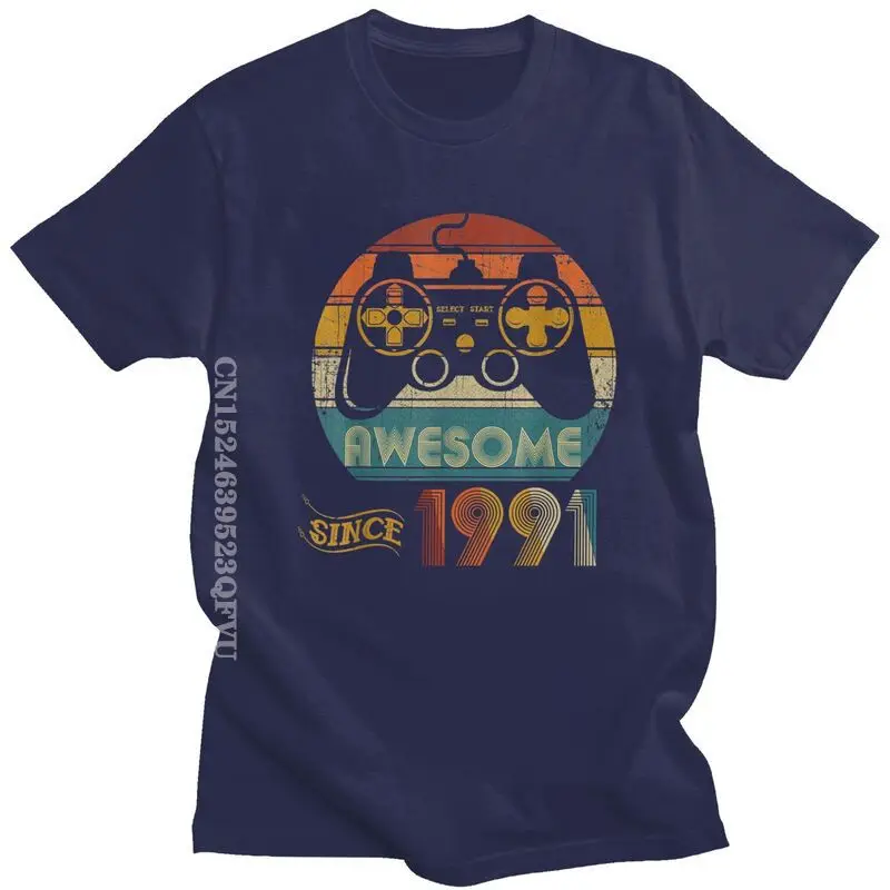 

Vintage Video Game Awesome Since 1991 Tshirts Homme Cotton Tee Birthday Tshirts Vintage Fashion T Shirt Harajuku