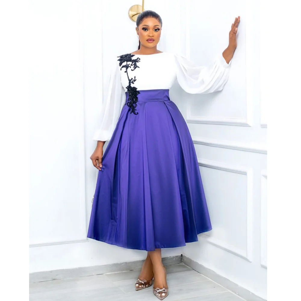 

Женское платье с круглым вырезом, однотонное ТРАПЕЦИЕВИДНОЕ элегантное платье большого размера с рукавами-фонариками