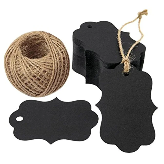 

Natural Kraft Paper Handmade Blank label With Jute Twine Gift Tags For Price Garment Tags DIY Crafts Stationery Tags 100 PCS
