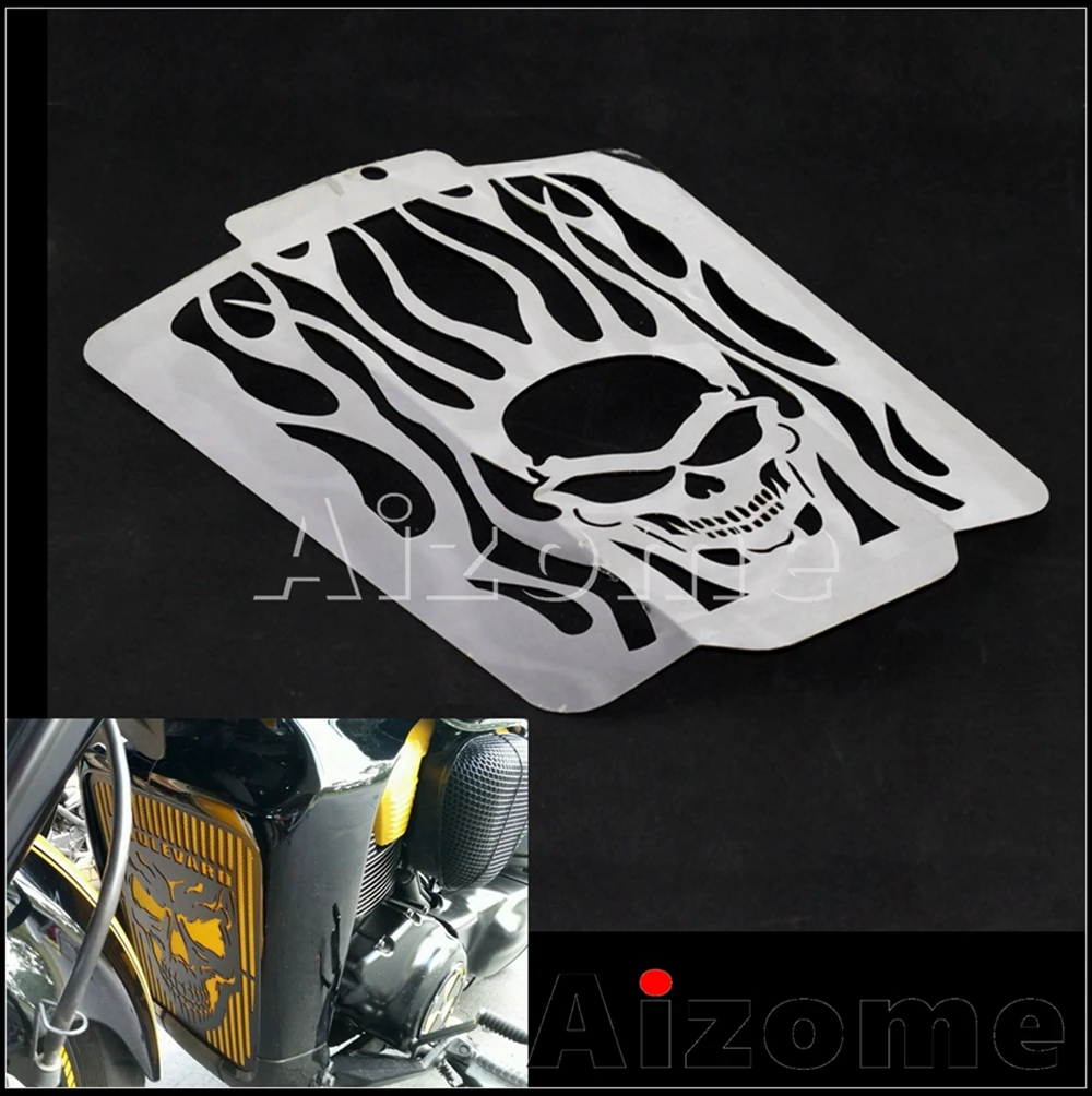 Steel Skull Radiator Grill Cover Motorcycle Radiators Guard Protetor For SUZUKI Boulevard M109R VZR1800 M 109R VZR 1800 2006-14