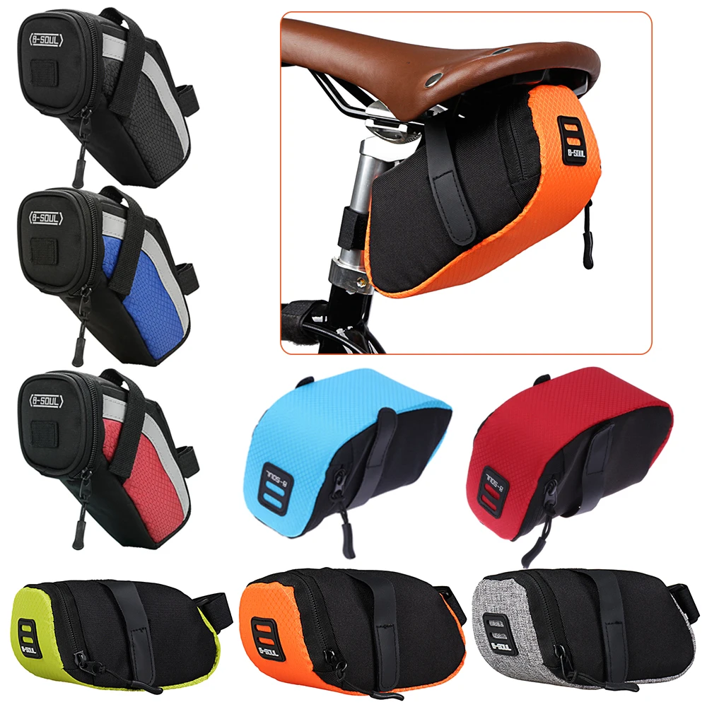 

B-SOUL Bicycle Bags Delicate Texture B-SOUL Bicycle Reflective Saddle Rear Tool Bags MTB Bike Seatpost Seat Tail Bags New