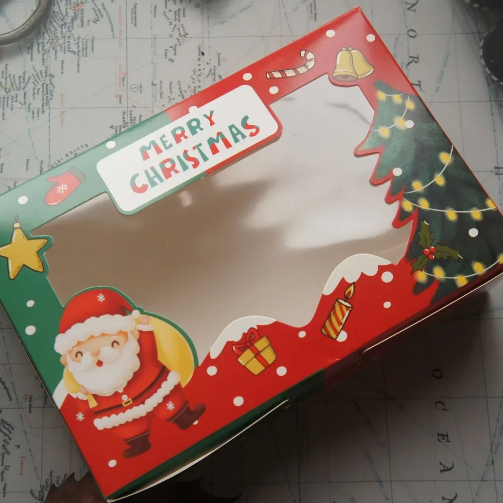 Красная рождественская елка коробка для кексов дизайн 10 шт. испечь Упаковочная