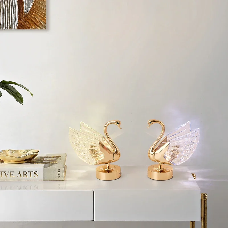 SEAN современная светодиодная перезаряжаемая настольная лампа в виде лебедя