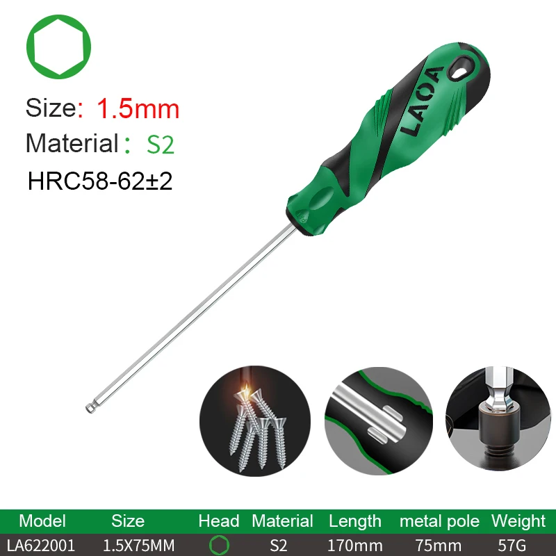 

Набор отверток LAOA Allen Driver Precision 1.5/2.0/2.5/3/4 мм