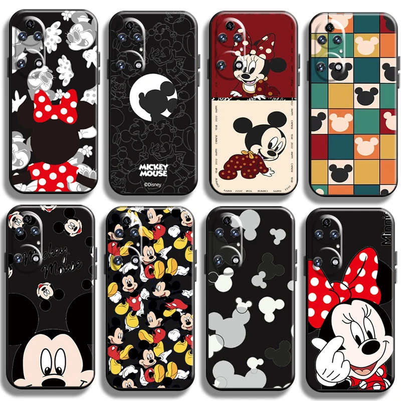 

Disney Mickey Minnie Mouse Phone Case For Huawei P50 P50 Pro Shell Soft TPU Shockproof Cases Coque Carcasa Liquid Silicon Black