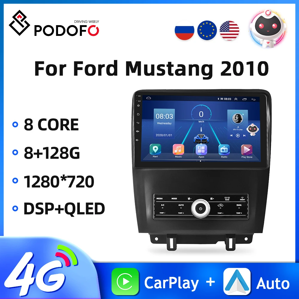 

Podofo Android 2din Car Radio For Ford Export Mustang Manual And Automatic 2010 10.1'' Car Multimedia Player GPS WIFI Auto Radio