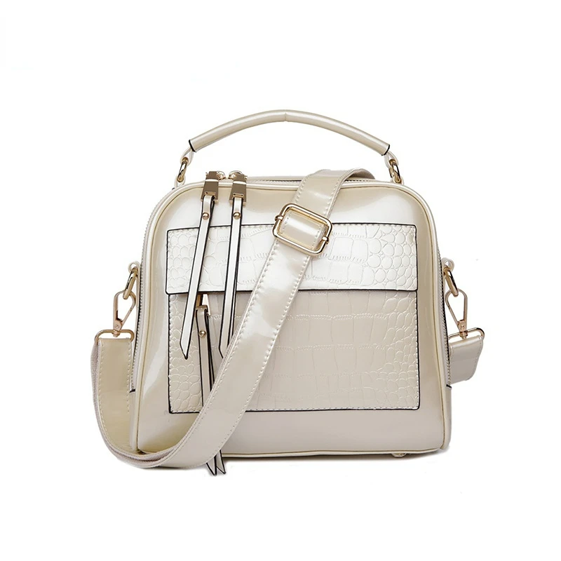 New Designer Women's Handbags Quality Oil Pu Women Messenger Bag Crocodile Pattern Patent Leather Shoulder Bags Ladies