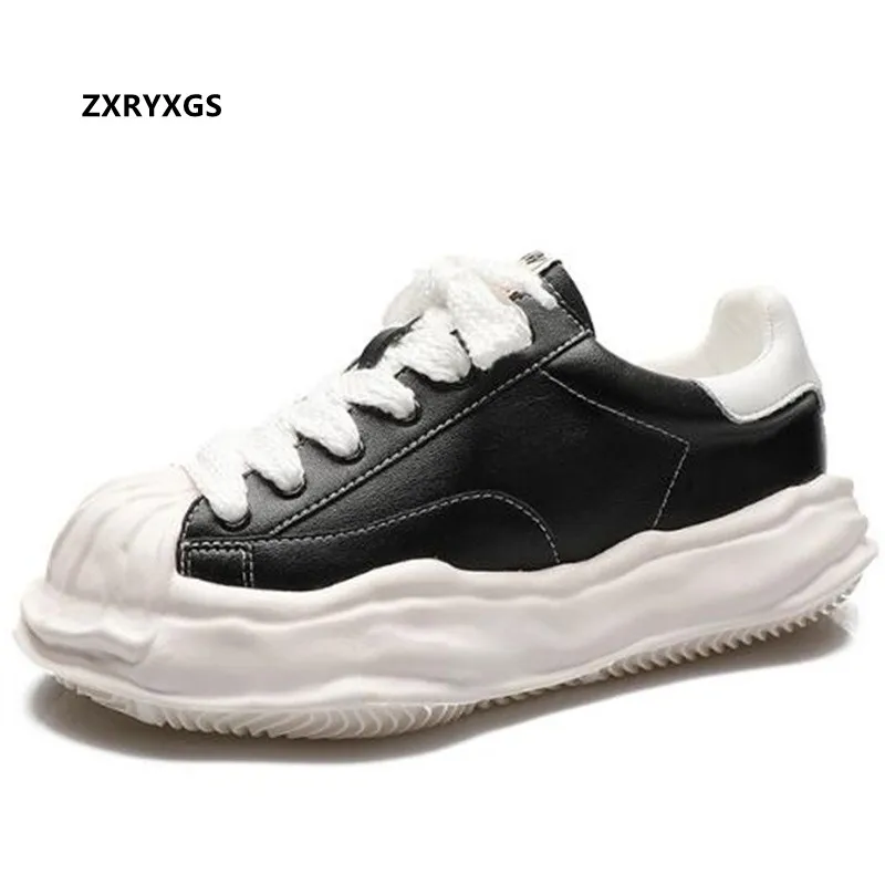 

ZXRYXGS 2023 натуральная кожа белые женские кроссовки на плоской толстой подошве Женская Вулканизированная обувь увеличенная Ретро повседневная обувь