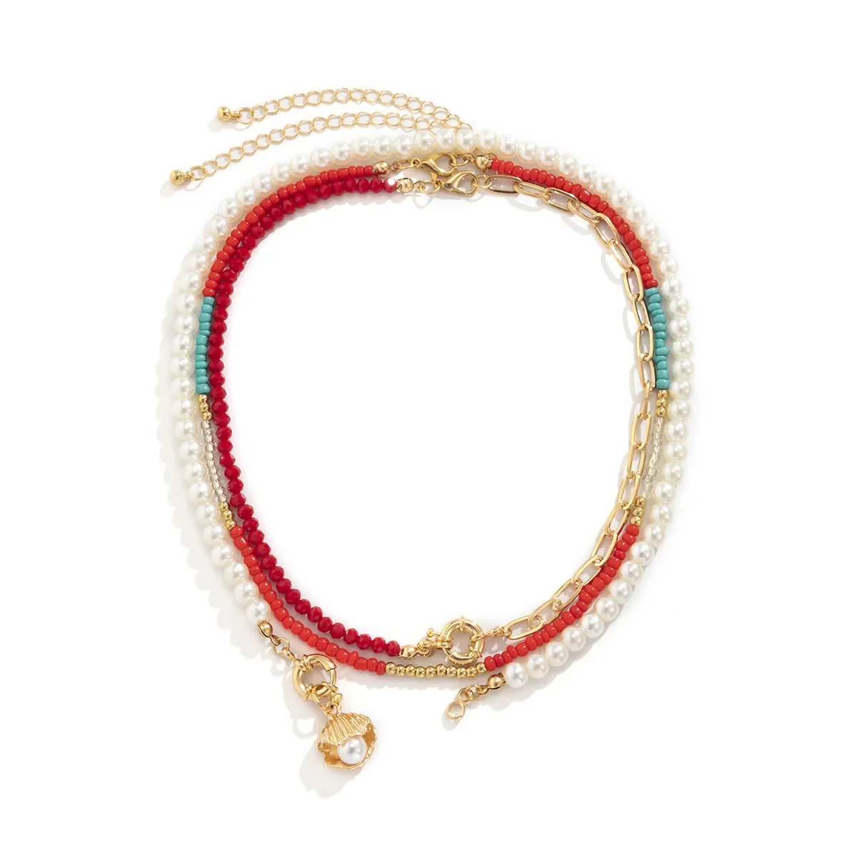 NicheVintage тканое ожерелье ручной работы женское универсальное с имитацией ракушки