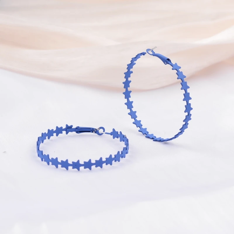 

New Star Thin Hoop Earrings for Women Blue Yellow Metal Loop Earrings Punk Personality 2023 trend fashion ear jewelry brincos