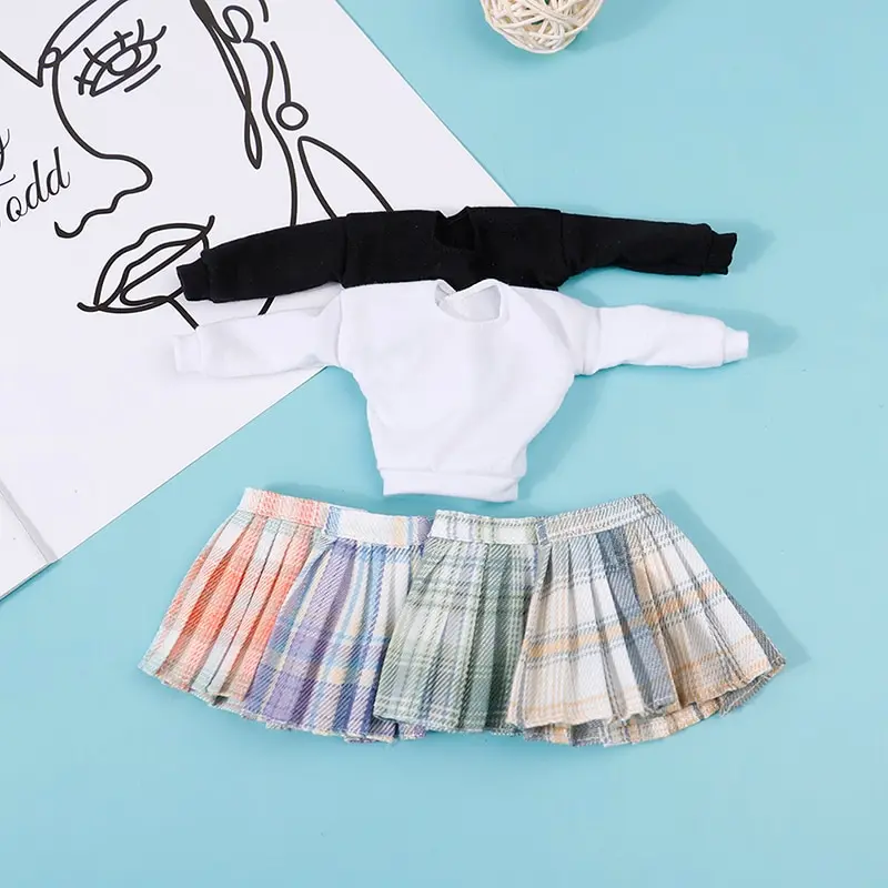 

1PC 29CM Doll Dress Short Skirt Blouse Summer Wear Clothing Accessor Princess Pleated Skirt Fashion BJD Doll Costume Clothes