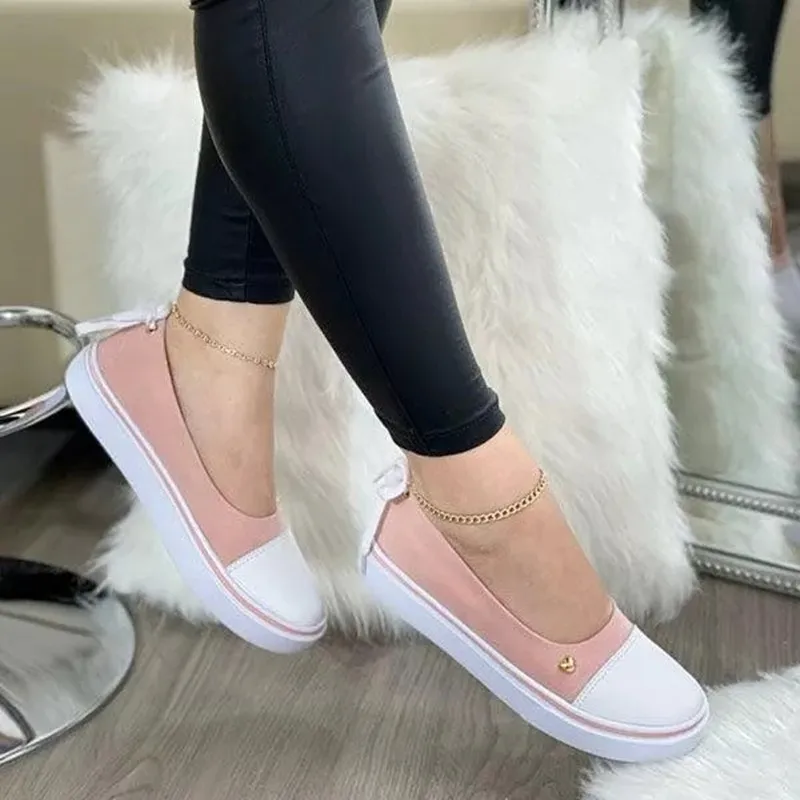 

Large Size 35-43 Single Shoes Women's Flat-bottomed Shallow Mouth One Pedal Ladies Canvas Shoes Round Toe Casual Shoes Women