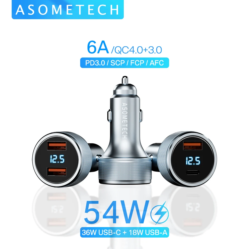 54w usb car charger quick charge 3 0 fast charging type c qc pd3 0 mobile phone charger adapter for iphone xiaomi samsung huawei free global shipping