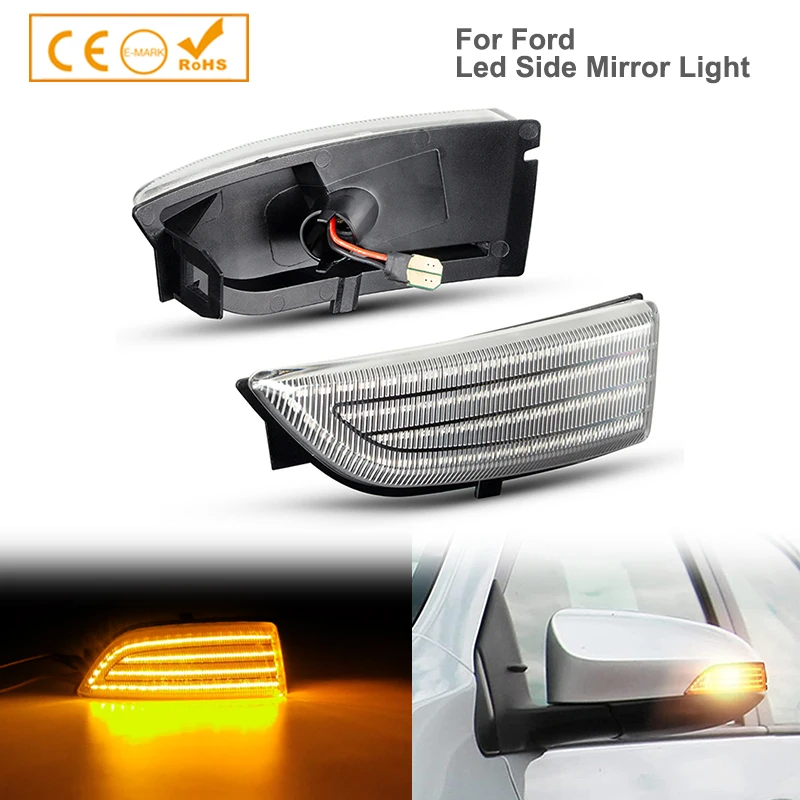 

2Pcs For Ford Ranger T6 2012-2021 Raptor Wildtrak Silver Lenses LED Turn Signal Blinker Sequential Side Mirror Indicator Light