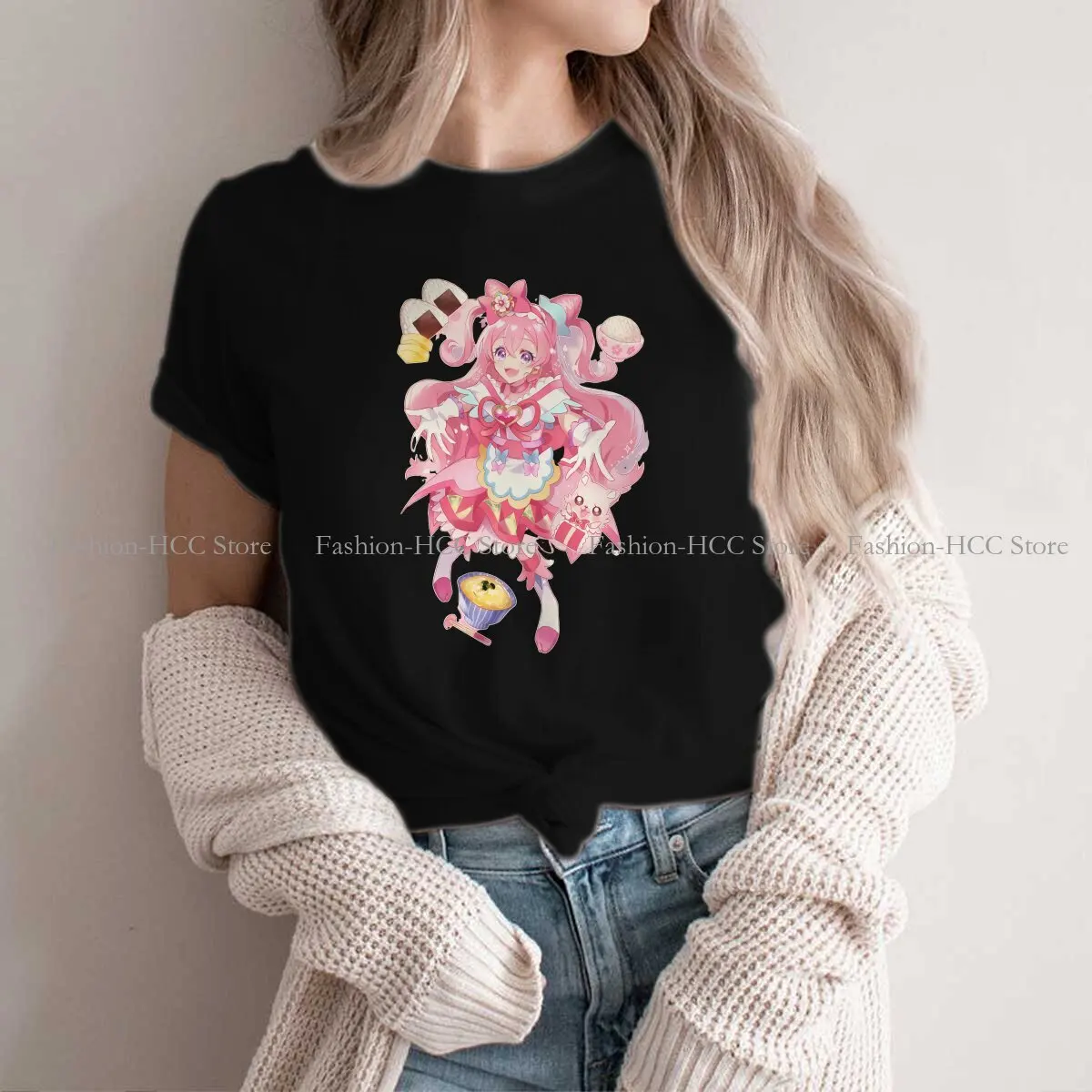 

Delicious Party Precious Kome-Kome Nagomi Yu Graphic Polyester TShirt Pretty Cure Precure Anime Style Tops Casual T Shirt