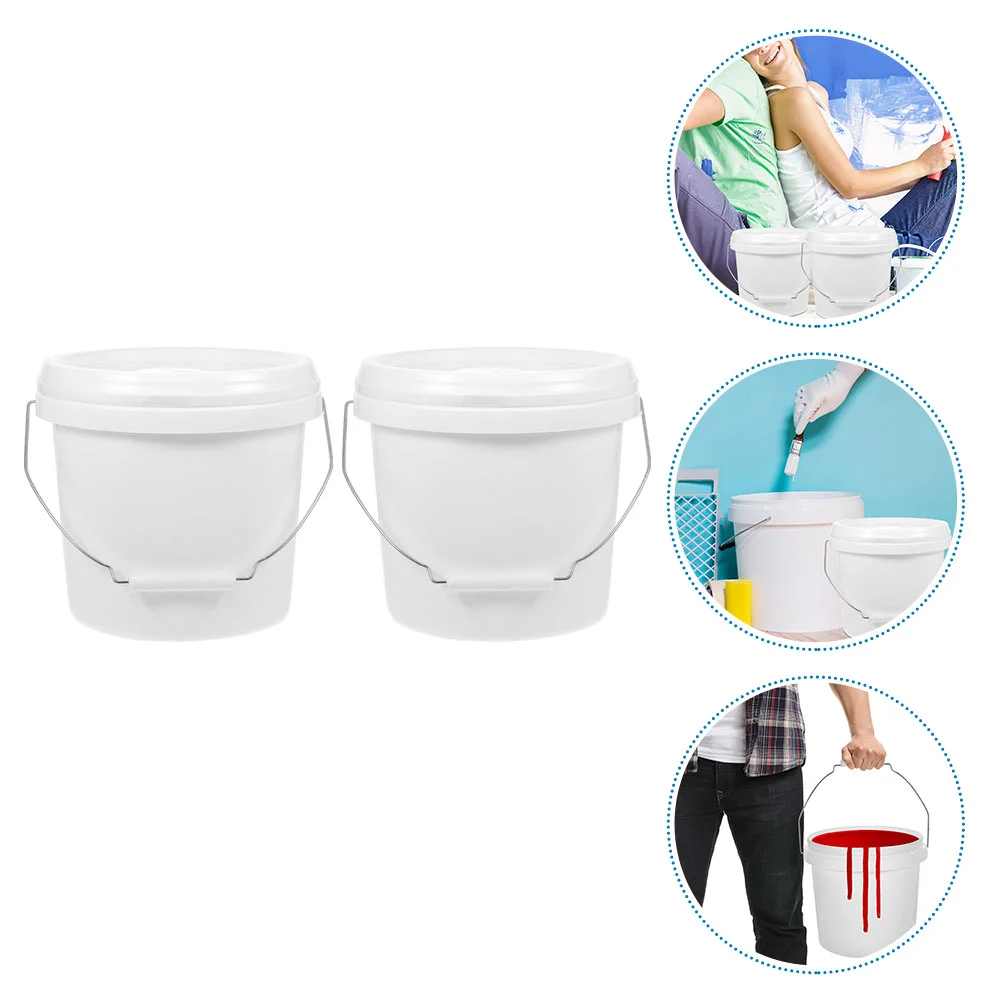 

2pcs Painting Bucket 4L Bucket With Lid Round Bucket Color Mixing Bucket Bucket
