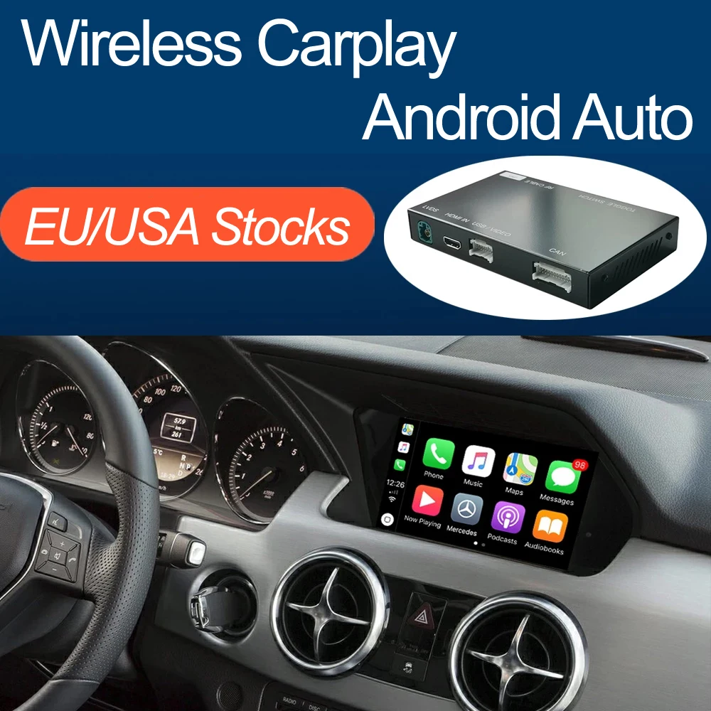 Wireless Apple CarPlay Android Auto for Mercedes Benz GLK 2013-2015, with Mirror Link AirPlay Car Play Functions