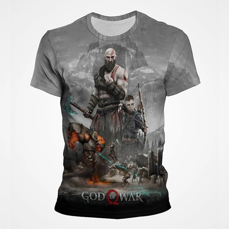 

God of War T-Shirts Men Children Boys Summer Fashion Short Sleeves Tops Tees Women Kids Anime Casual Oversized Tops Men Clothing