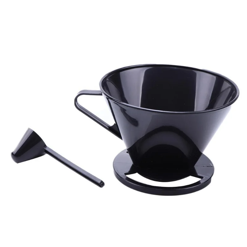 

Reusable Plastic Coffee Cone Coffee Filter Holder Maker Pour Over Coffee Cup Dripper Mesh Strainer with Measuring Spoon