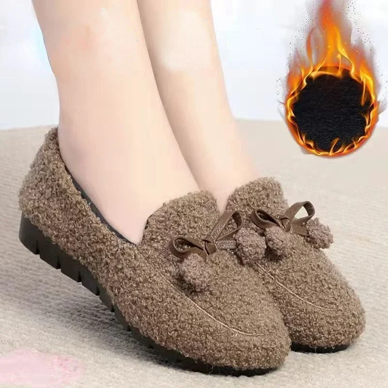 

Женские зимние плюшевые ботинки, уличные повседневные теплые зимние ботинки, модная Корейская дизайнерская женская обувь с круглым носком