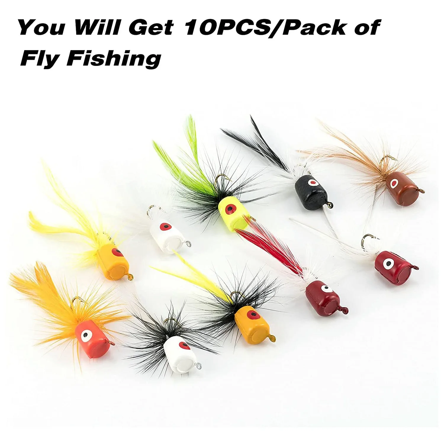 10 шт. рыболовные попперы для ловли нахлыстом