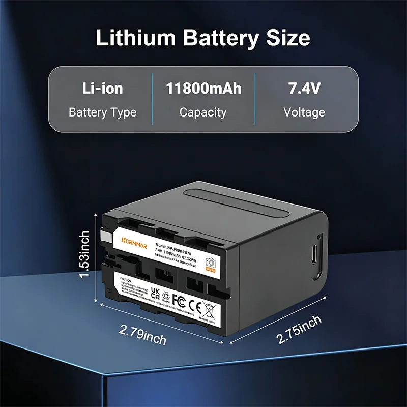 Фото Аккумулятор Li-ion NP-F980 емкостью 11800 мАч с USB-выходом для зарядки, совместимый с камерами Sony NP-F970, F960, F950, F550, F530, F330 №3