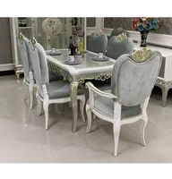 European style dining table and chair combination white simple small and medium-sized family rectangular cloth art dining table