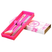 gift box type stainless steel korean chopsticks spoon personality laser engraving pattern stick cartoon childrens gift