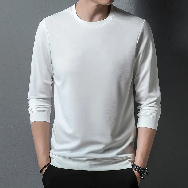 

BROWON Brand T Shirt for Men 2022 Spring and Autumn O-Neck Long Sleeve T-Shirt Male Color Casual Polyester T Shirt Men Clothing