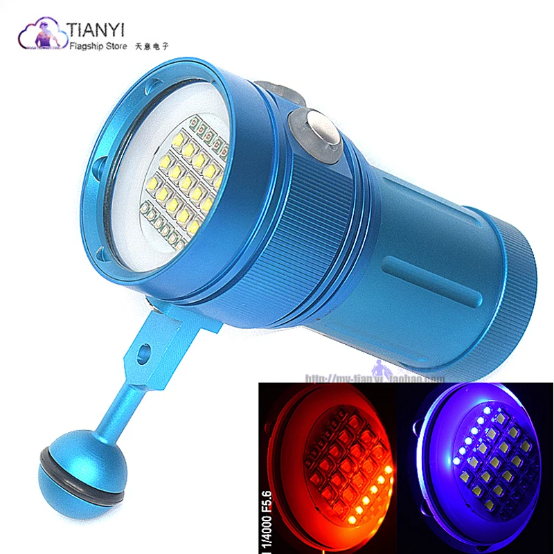 

High-power bright light 15 L2 lights red light purple light diving photography light fill light flashlight 7000 lumens