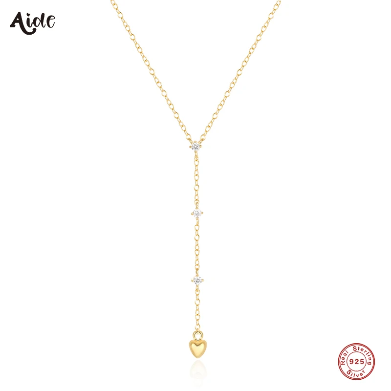 

Aide 925 Sterling Silver Y Shape Zircon Collarbone Necklace For Women 18K Gold Minimalism Necklace Fine Jewelry Wedding Gift
