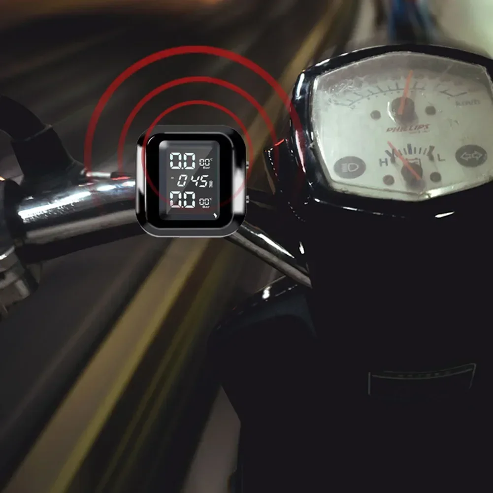Мотоцикл TPMS ЖК-дисплей Беспроводной монитор температуры в шинах Монитор