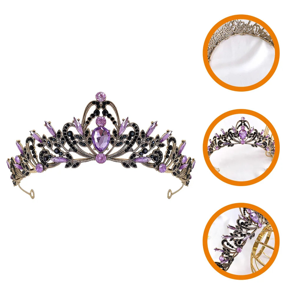 

Crown Hair Accessory Women Wedding Rhinestones Headband Bride Acrylic Tiara Miss Birthday Crowns