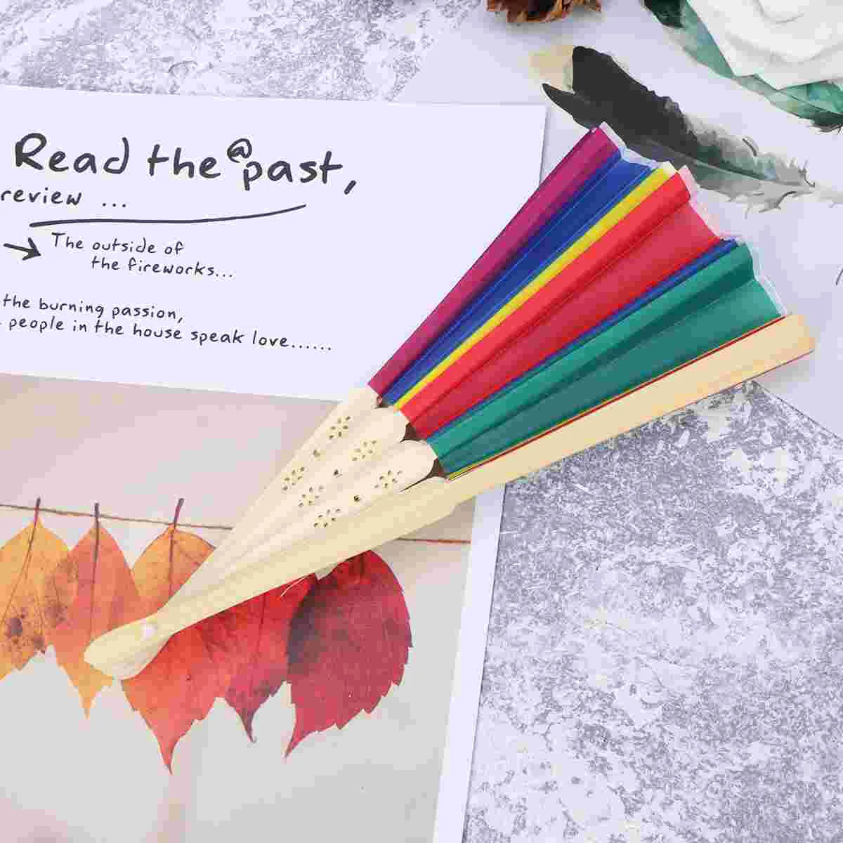 

2 Pcs Bulk Kids Gifts Hand Fan Toy Paper Fan Dancing Fan Chinese Classic Fan Wooden Rave Folding Hand Fan Hand Rave Fan Miss