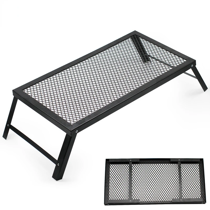Outdoor Anti-scalding Port Barbecue Iron Table Convenient Folding Net Table With Handle Camping BBQ Net Table