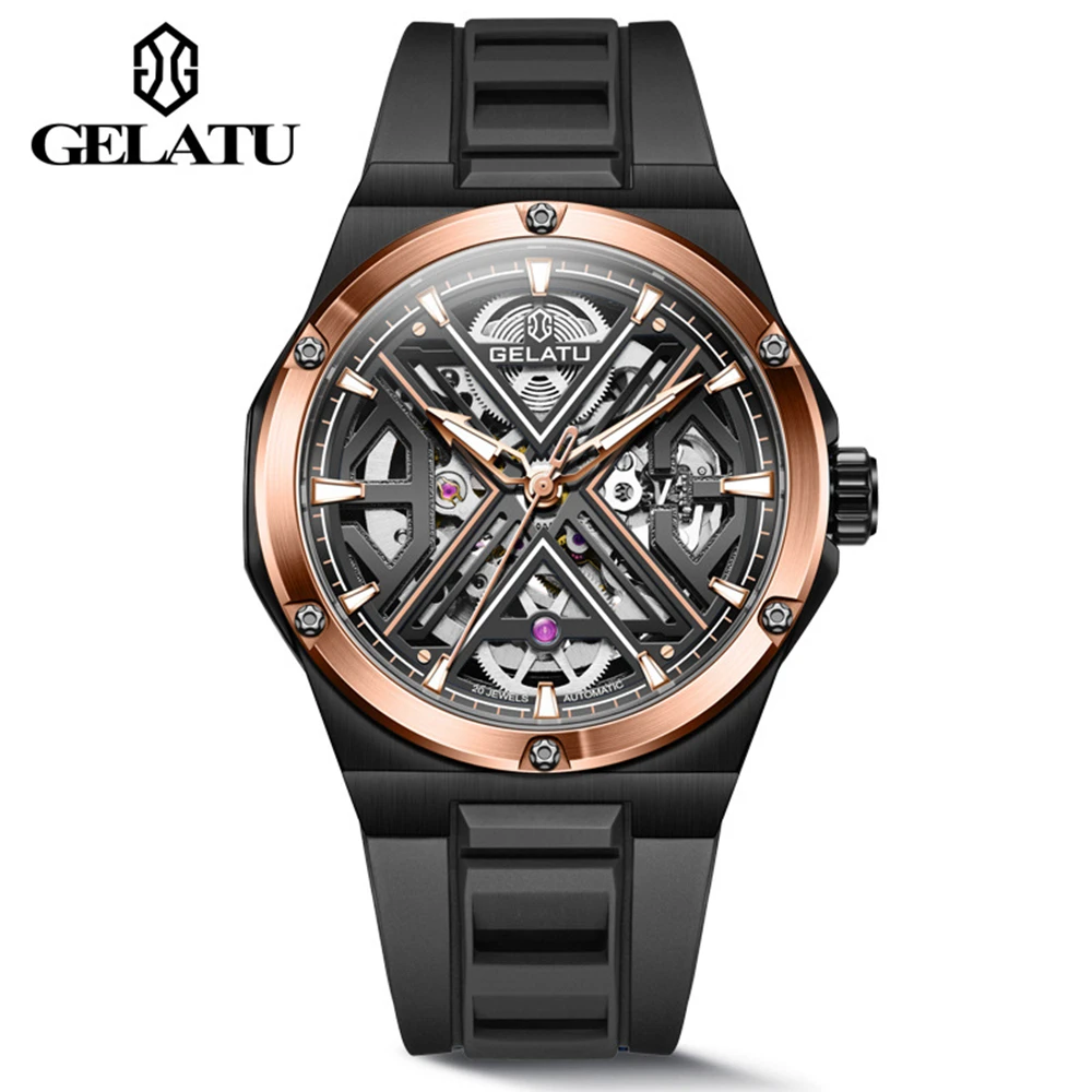 

Skeleton Watch Automatic Top Luxury Brand Men Mechanical Wristwatches DELATU Sports Watches Limited Edition Luminous Clocks 2023