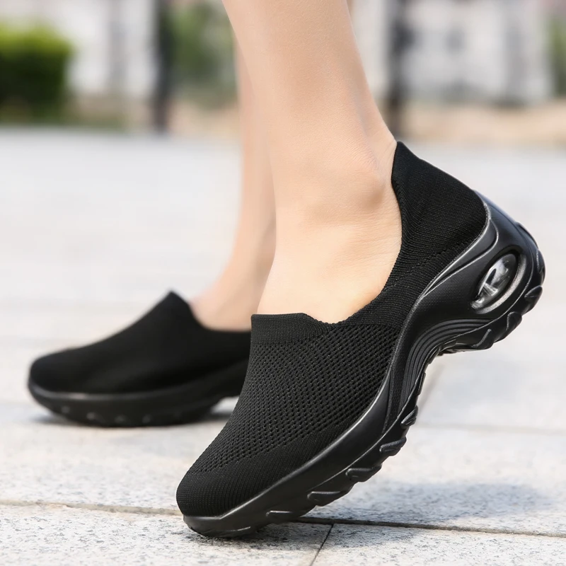 

Women Loafers Shoes Platform Cushioned Knitted Sneakers Breathable Mesh Chunky Walking Shoes Zapatillas Gimnasio Mujer