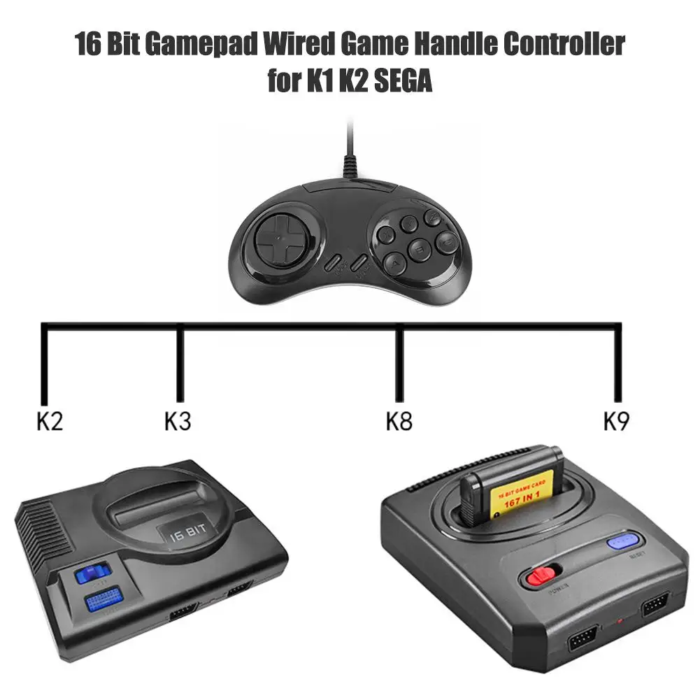 16 Universal Game Handle Bit Gamepad Wired Controller Joystick Console for K1 K2 SEGA fit forSega Aircraft | Электроника