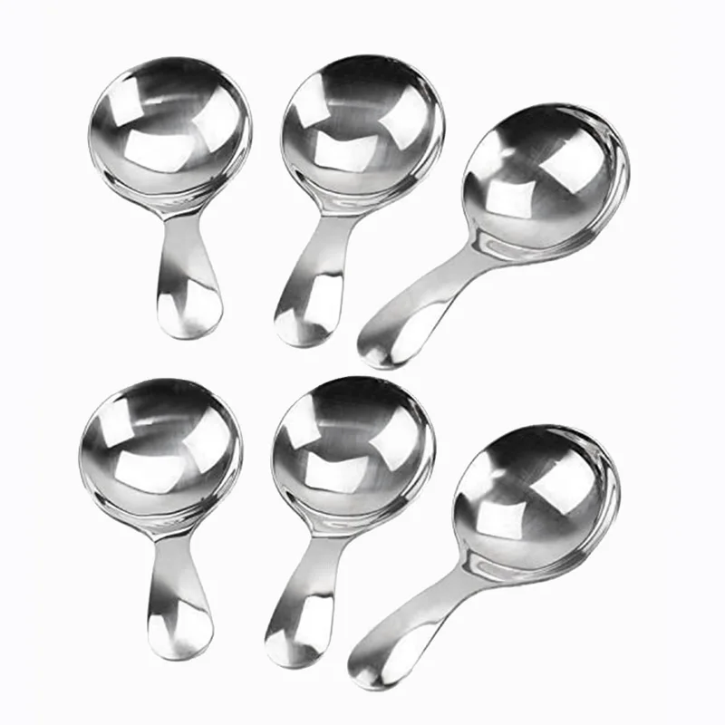 

6 Pcs Stainless Steel Short Handle Spoons Mini Salt Spoons Condiments Spoon Dessert Spoon Tea Coffee Spoons,Silver