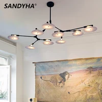 SANDYHA 2022 New Tree Chandelier Black Golden Molecular Designer Living Dining Room Kitchen Modern Decor Hanging Lamp Fixture