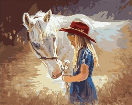 

Diy Oil Painting By Numbers Girl With Horse Handmade Art Wall Bedroom Living Room Home Decor Kids Room Decoration Unique Gift