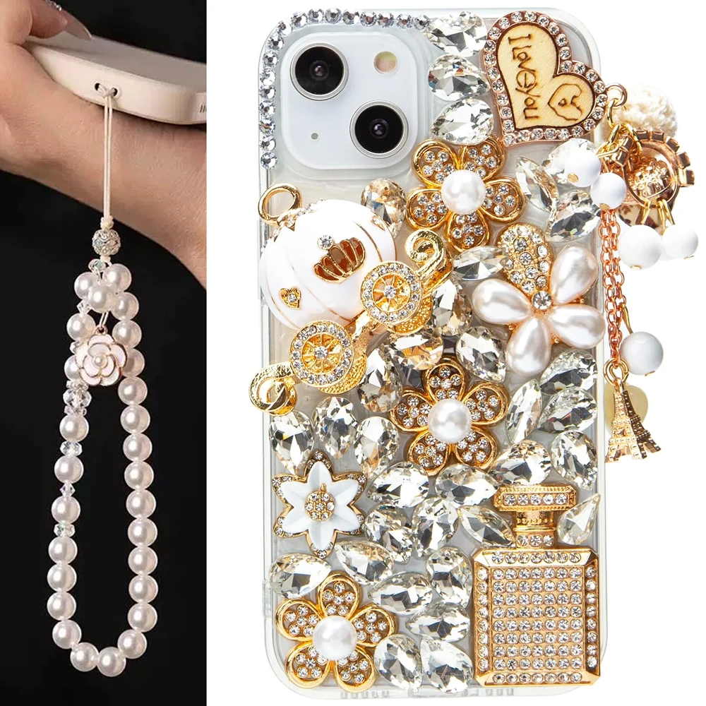 Роскошный сверкающий флакон духов с бриллиантами для iPhone 15 16 14 13 12 11 Pro Max X XS XR 7 8 Plus