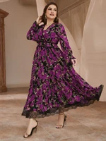 toleen women casual elegant plus size oversized maxi dresses 2022 spring floral large long sleeve evening party turkey clothing