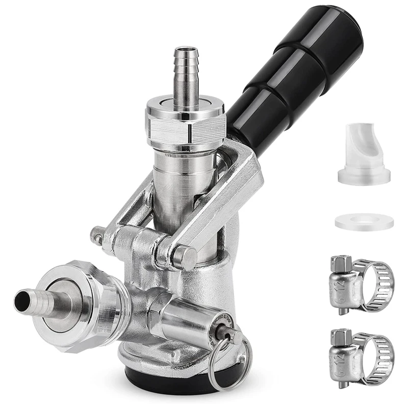 

Beer Keg Coupler D System Sankey Coupler Keg Tap Stainless Steel Probe Chrome-Plated Body No-Leakage, Gas Check Valve