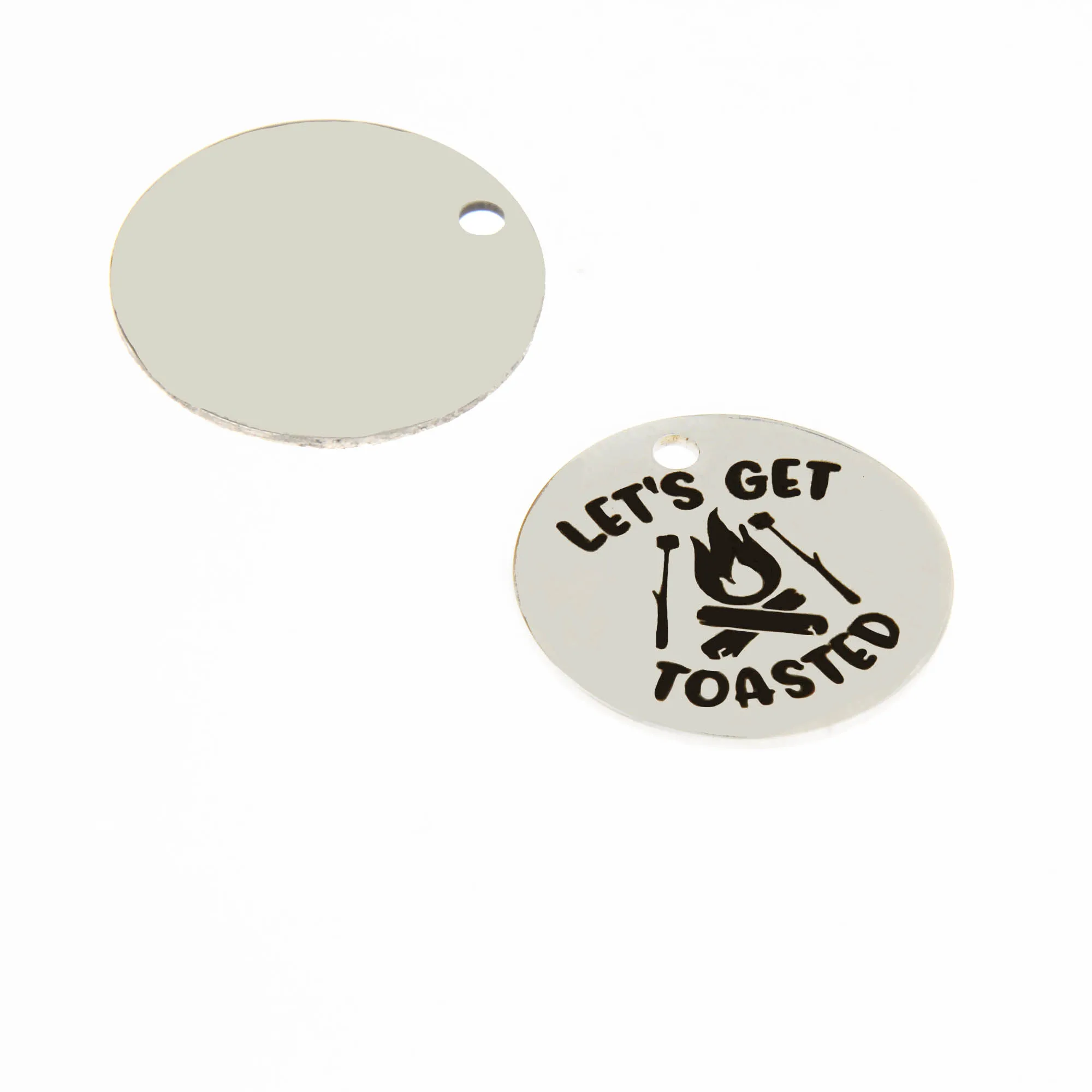 

10Pieces/Lot 20mm Camping Charm Let's Get Toasted Disc Message Stainless Steel Pendant Diy for Jewelry Making