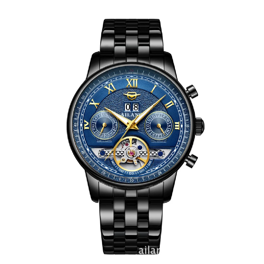 

AILANG Men's Watches Top Brand Luxury Stainless Steel Tourbillon Watch Weekly Calendar Display Men's Luminous Wristwatches 8823